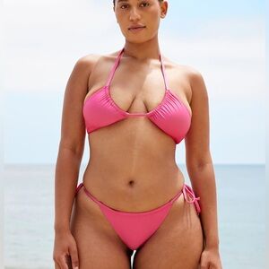 Pink Halter Adjustable Bikini Set